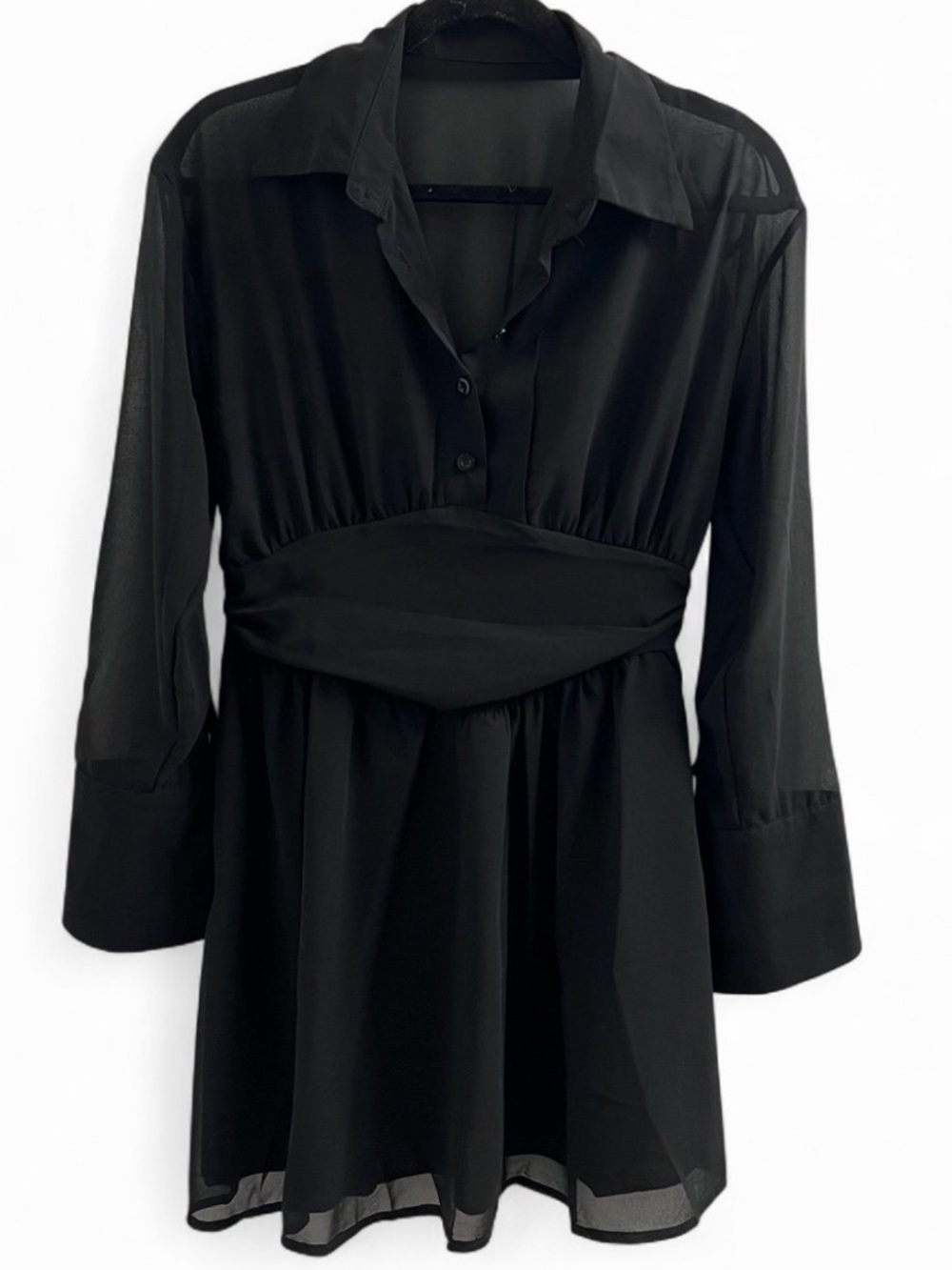 NWOT Women’s Black Long-Sleeve Waist-Detail Dress